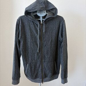 Faherty Hoodie XL Dark Gray Zip Up Cotton Blend Drawstring Speckled Knit Casual